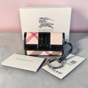 Burberry Leather SuperNova Black Patent Trim Cardholder Keycase with COA NEW